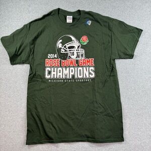 NWOT 2014 Rose Bowl Champions Green Michigan State Spartans T‎ Shirt Gildan Sz L